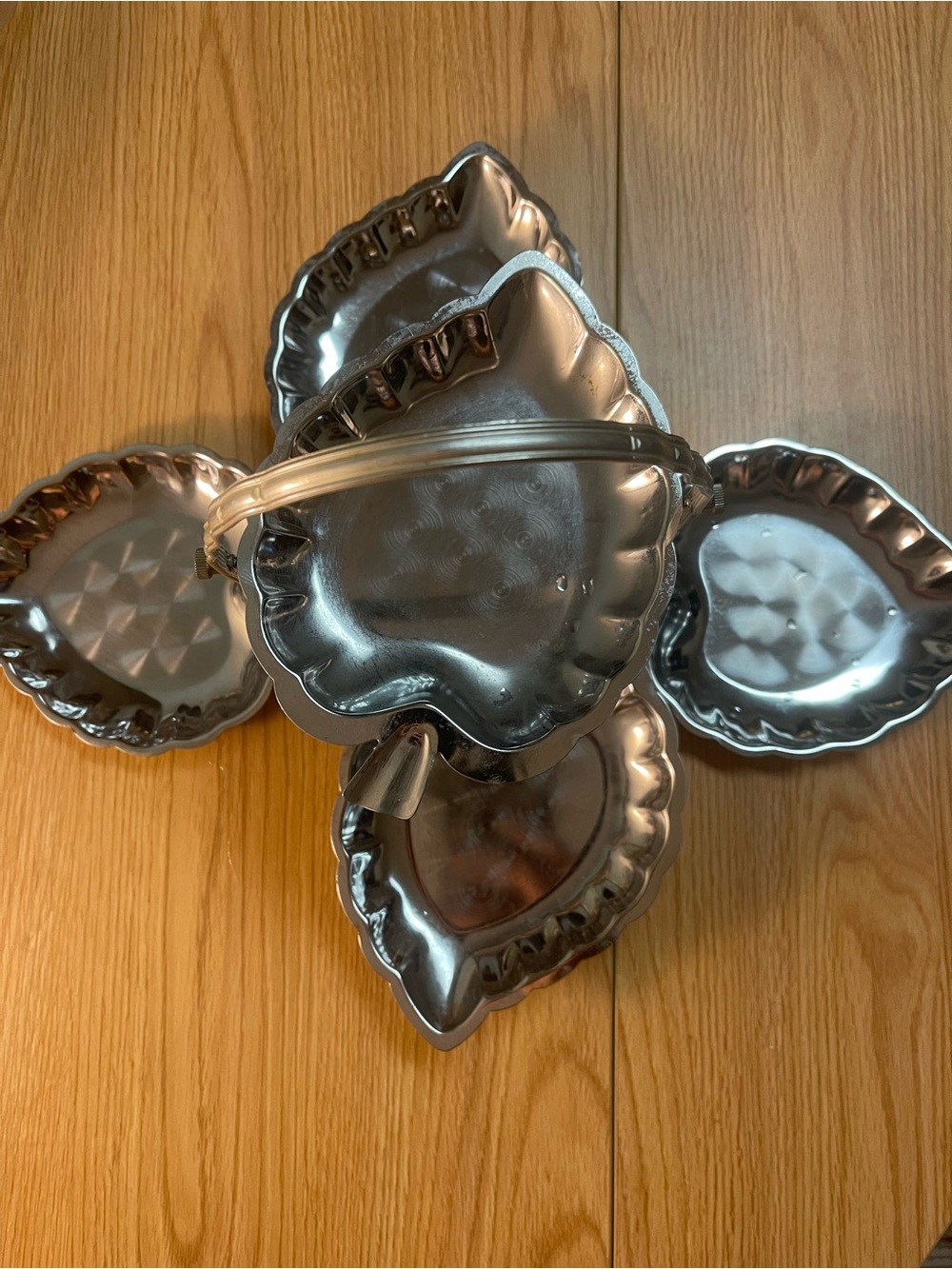 Metallic Silver Serving Tray Set with Handle - Home Kitchen